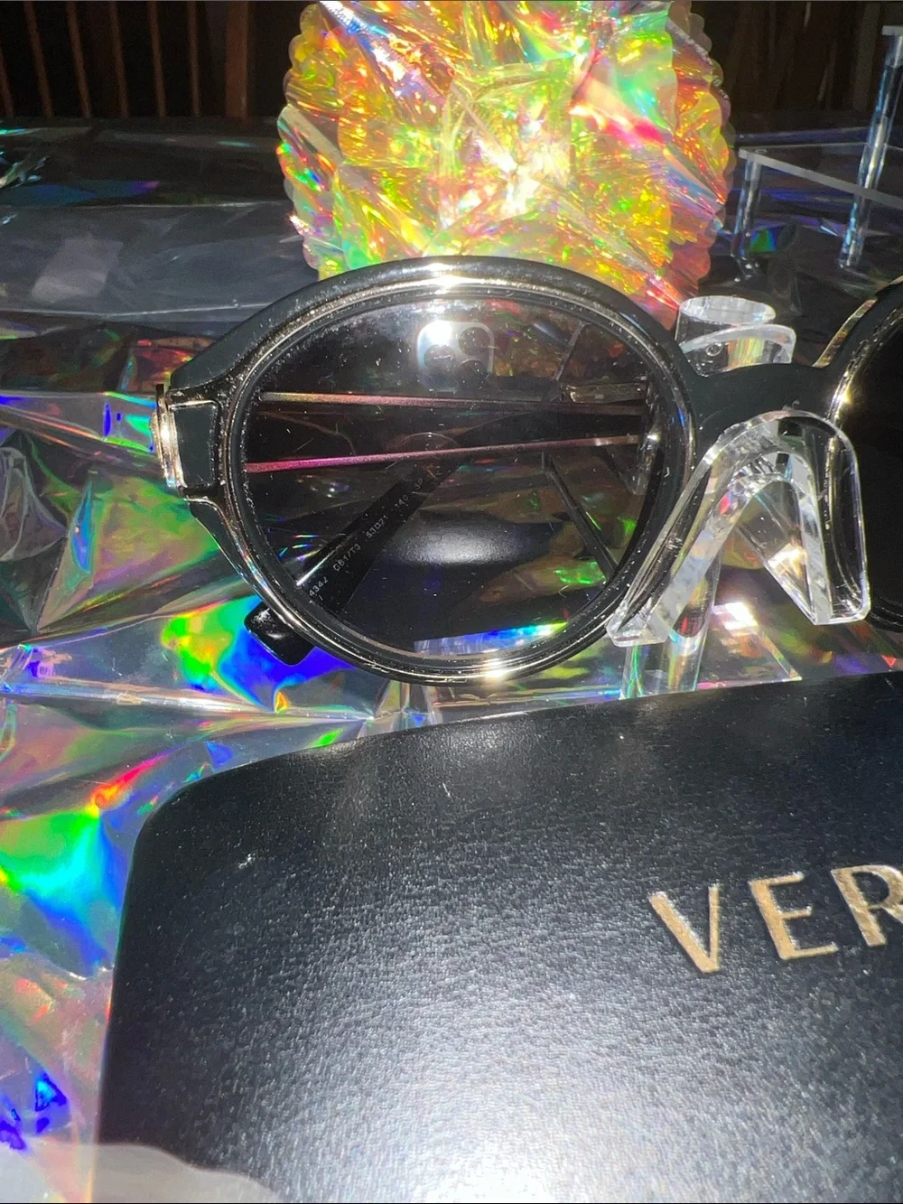Versace Womens Black Round Gradient Sunglasses VE4342